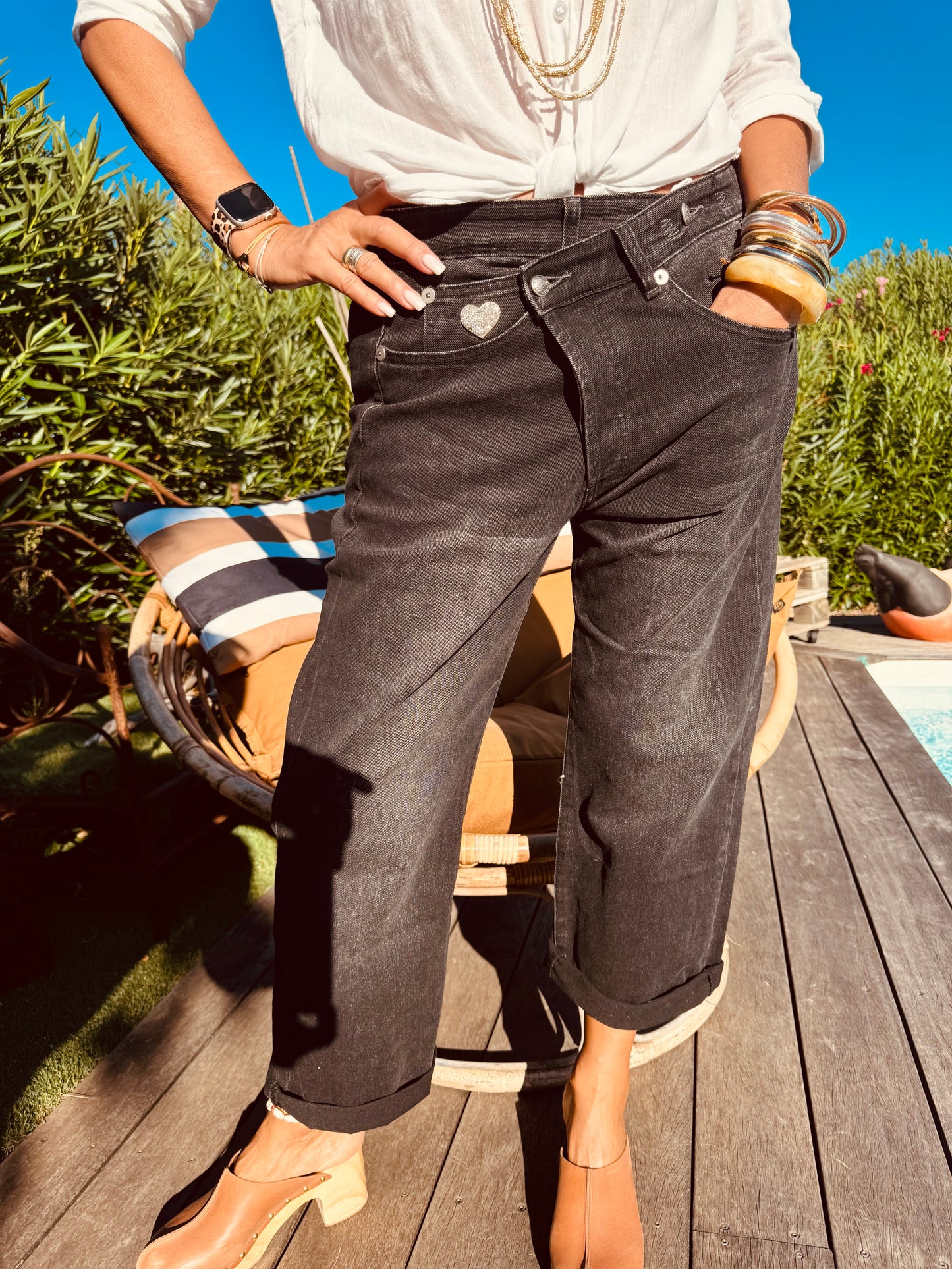 Jean ceinture asymétrique