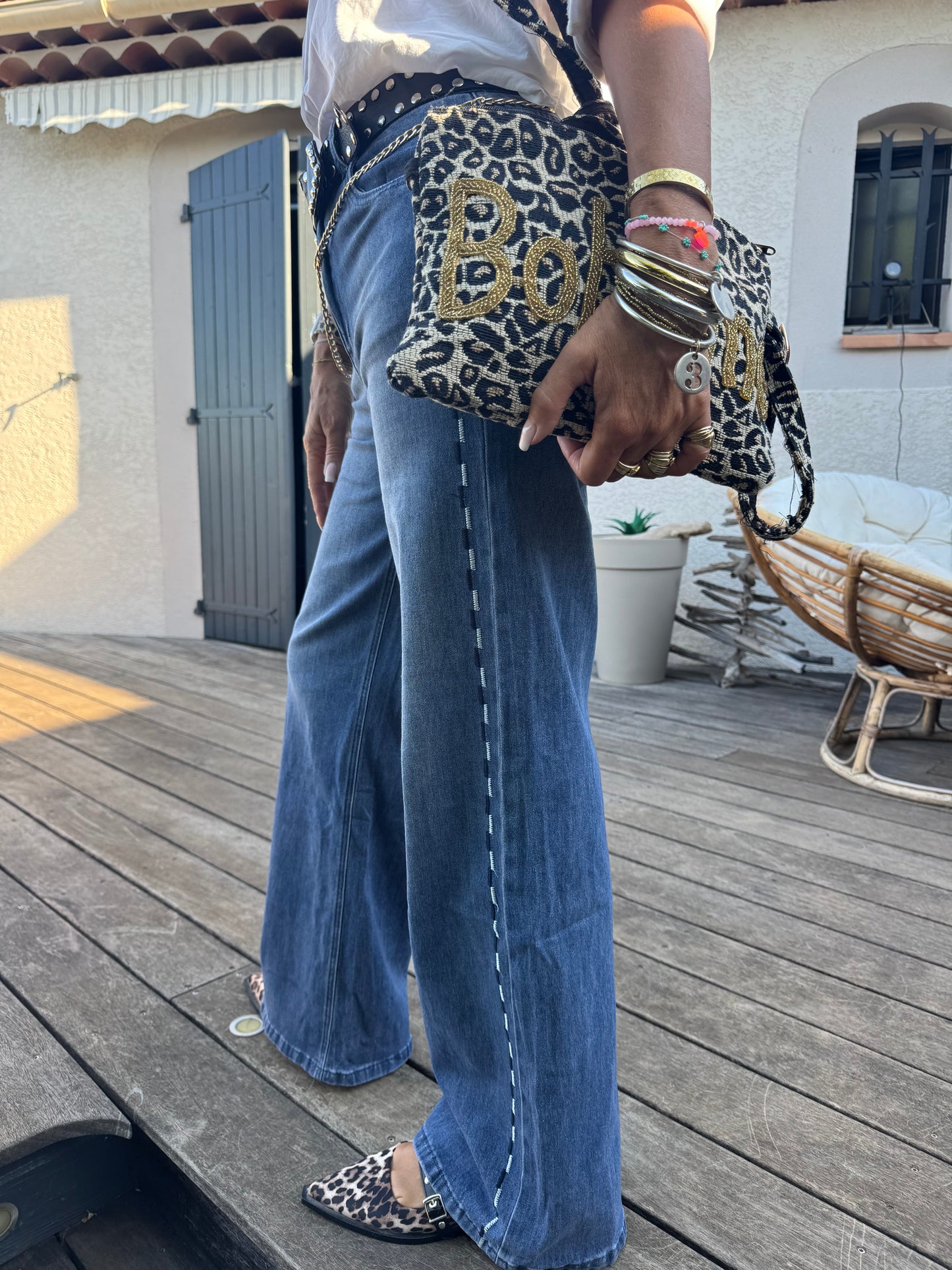 Jean surpiqure bicolore